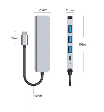5 in 1 Type-C PD QC HDMI USB3.0 HUB Docking Station