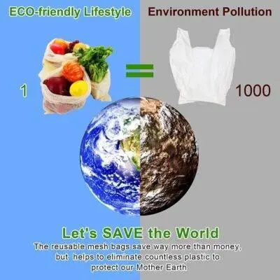 100% Organic Cotton Reusable Produce Bags Eco-Friendly bag