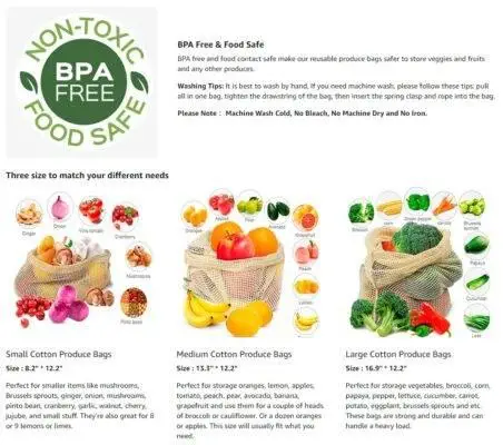 100% Organic Cotton Reusable Produce Bags Eco-Friendly bag