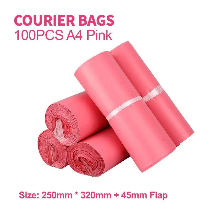 100pc A4 (250×350) Courier Mailer Bags Pink