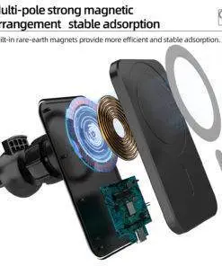 15W MagSafe Car Charger Mount iPhone Holder Black