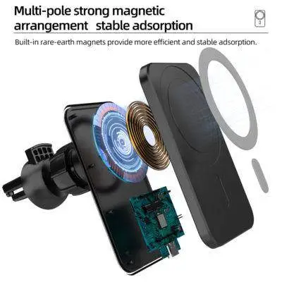 15W MagSafe Car Charger Mount iPhone Holder Black