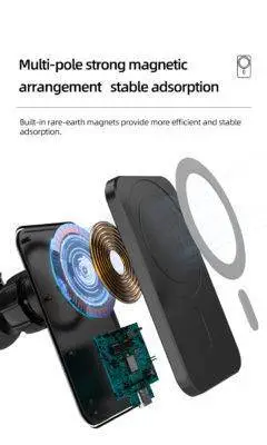 15W MagSafe Car Charger Mount iPhone Holder Black