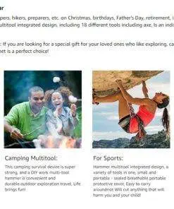 18-in-1 Axe Hammer Camping Tool Survival Knife Kit