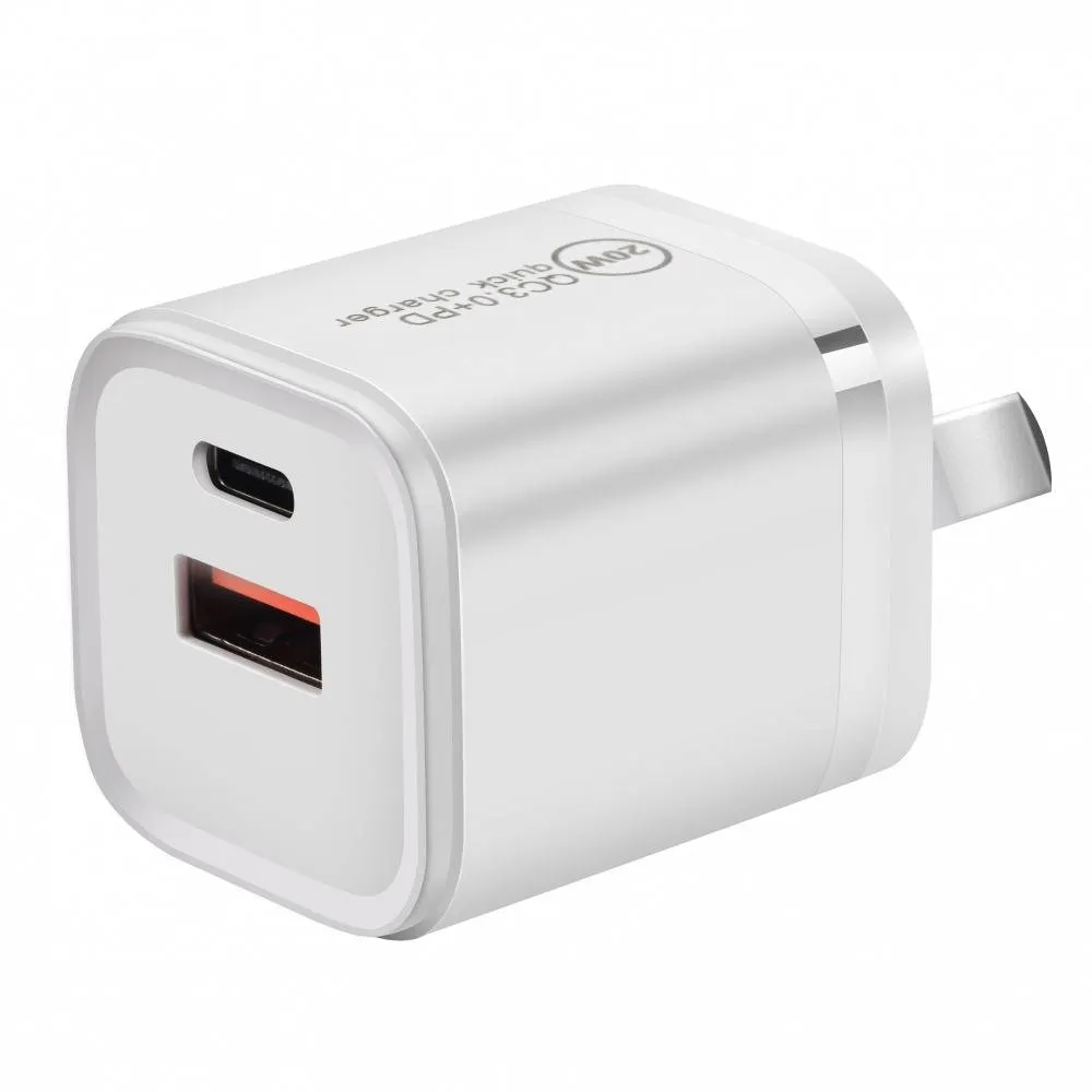 20W Mini Type-C (USB-C) PD and QC3.0 wall charger plug adapter for iPhone Android mobile charger