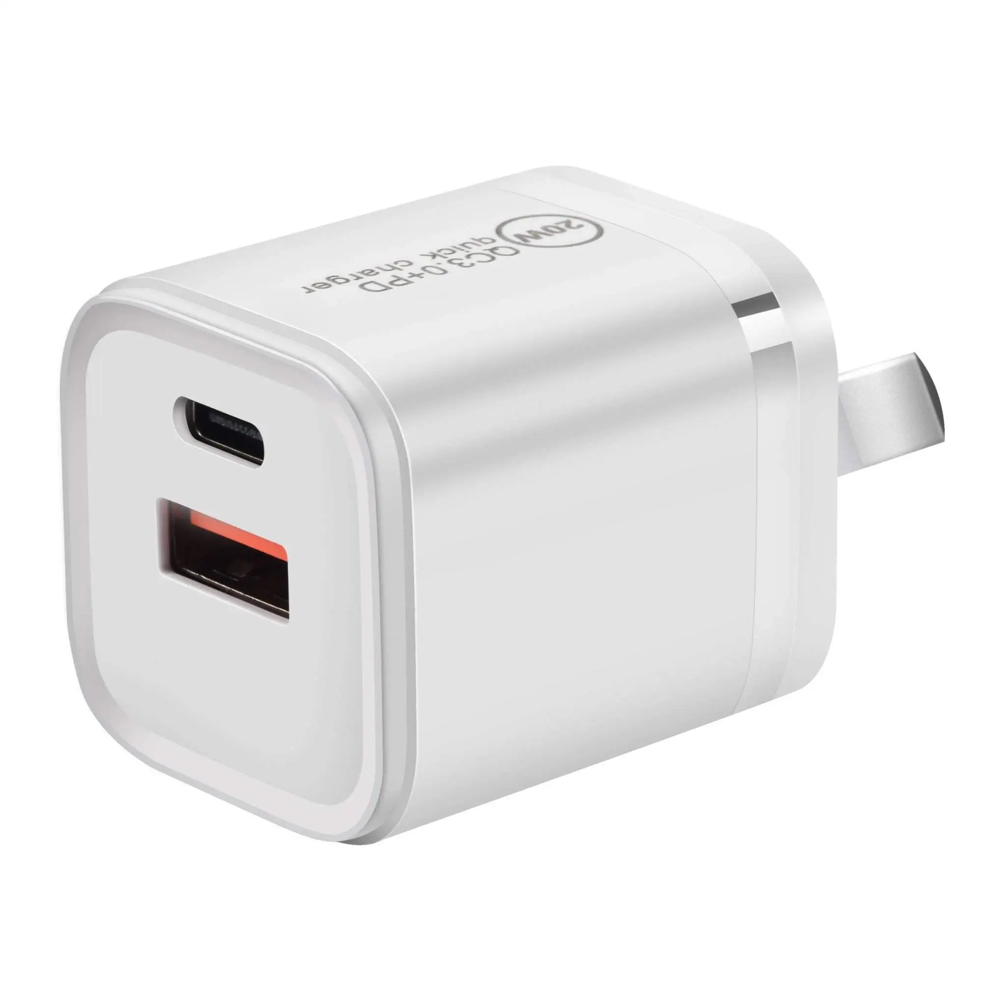 20W Mini Type-C (USB-C) PD and QC3.0 wall charger plug adapter for iPhone Android mobile charger