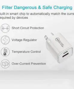 20W Mini Type-C (USB-C) PD and QC3.0 wall charger plug adapter for iPhone Android mobile charger