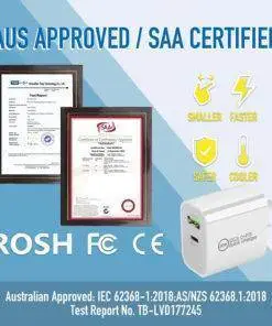 20W PD Type-C QC3.0 for iPhone and Android wall charger SAA Approval