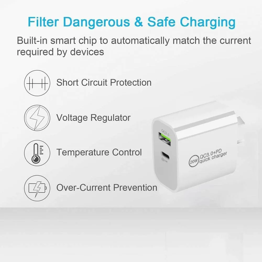 20W PD Type-C QC3.0 iPhone Samsun wall charger