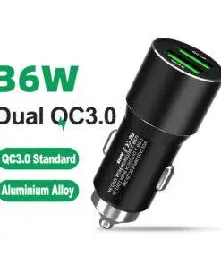 36w Ultra-Fast Dual QC USB-C Type-C Car Charger