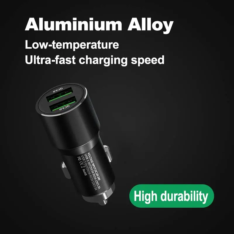 36w Ultra-Fast Dual QC USB-C Type-C Car Charger
