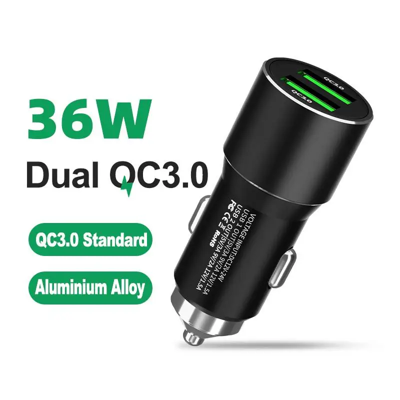 36w Ultra-Fast Dual QC USB-C Type-C Car Charger