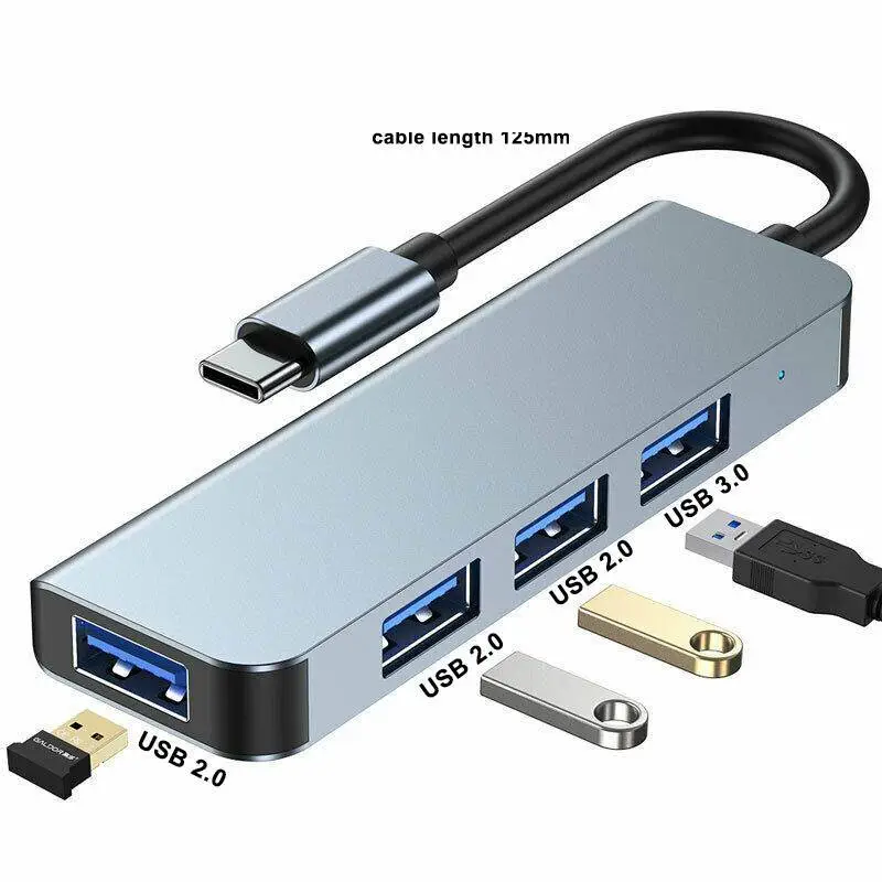4-in-1 USB C Hub USB Type C to USB 3.0 2.0 Adapter Splitter Docking Station