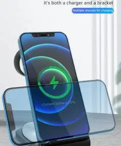 3 in 1 Wireless Charger Stand iPhone 12 Apple Watch AirPods Pro Android Black FREE SHIP
