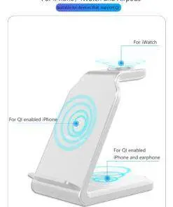 3 in 1 Wireless Charger Stand iPhone 12 Apple Watch AirPods Pro Android Black FREE SHIP