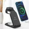 3 in 1 Wireless Charger Stand iPhone 12 Apple Watch AirPods Pro Android Black FREE SHIP