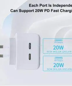 40W Dual USB-C Type-C PD Wall Charger Adapter for iPhone Samsung