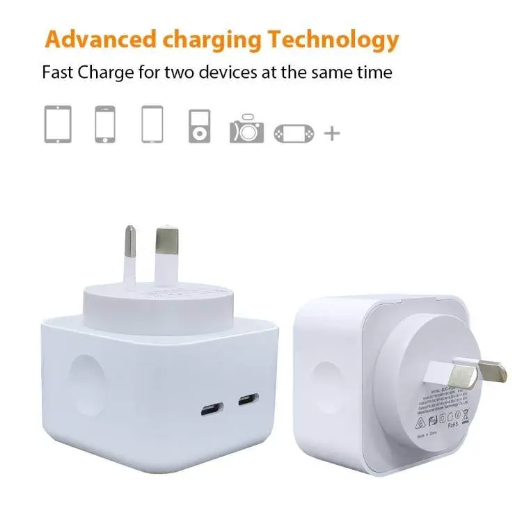 40W Dual USB-C Type-C PD Wall Charger Adapter for iPhone Samsung
