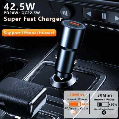 42.5w Ultra-Fast USB-C QC PD Car Charger