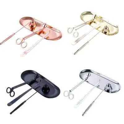 4PCs Stainless Steel Luxury Candle Wick Trimmer Wick Candle Snuffer Plate Tool Set