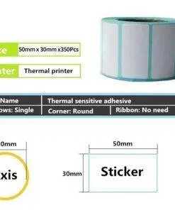 5 Rolls 50mm x 30mm Thermal Transfer Label Permanent Adhesive 700PCs
