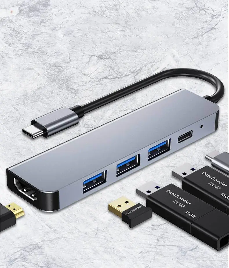 5 in 1 Type-C PD QC HDMI USB3.0 HUB Docking Station