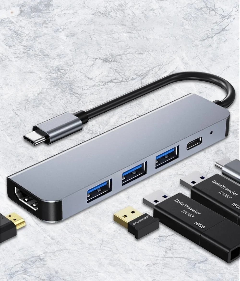 5 in 1 Type-C PD QC HDMI USB3.0 HUB Docking Station
