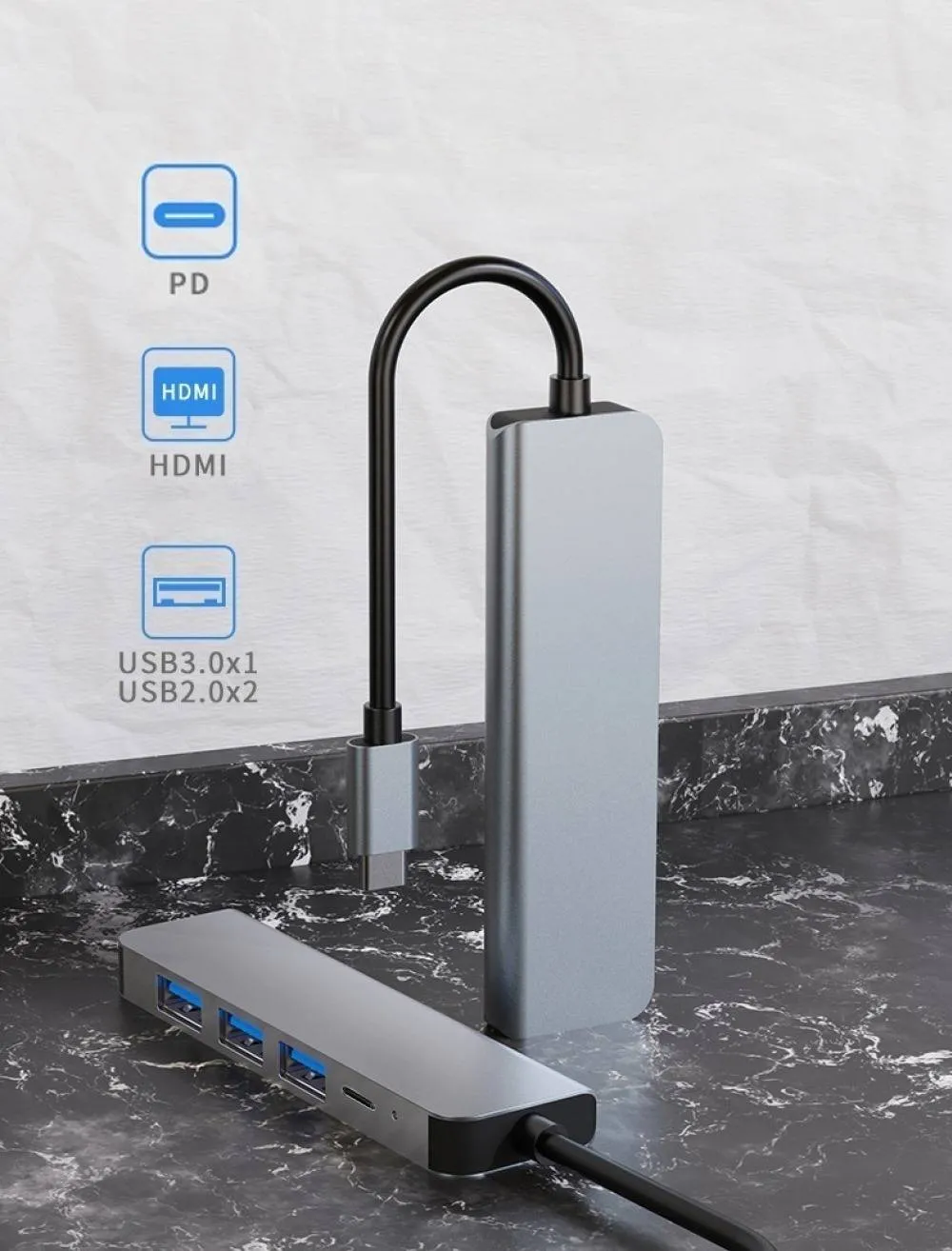 5 in 1 Type-C PD QC HDMI USB3.0 HUB Docking Station
