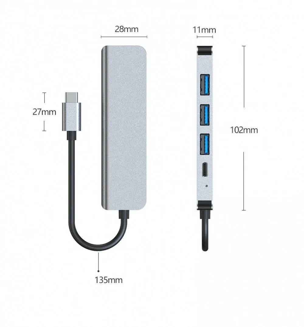 5 in 1 Type-C PD QC HDMI USB3.0 HUB Docking Station