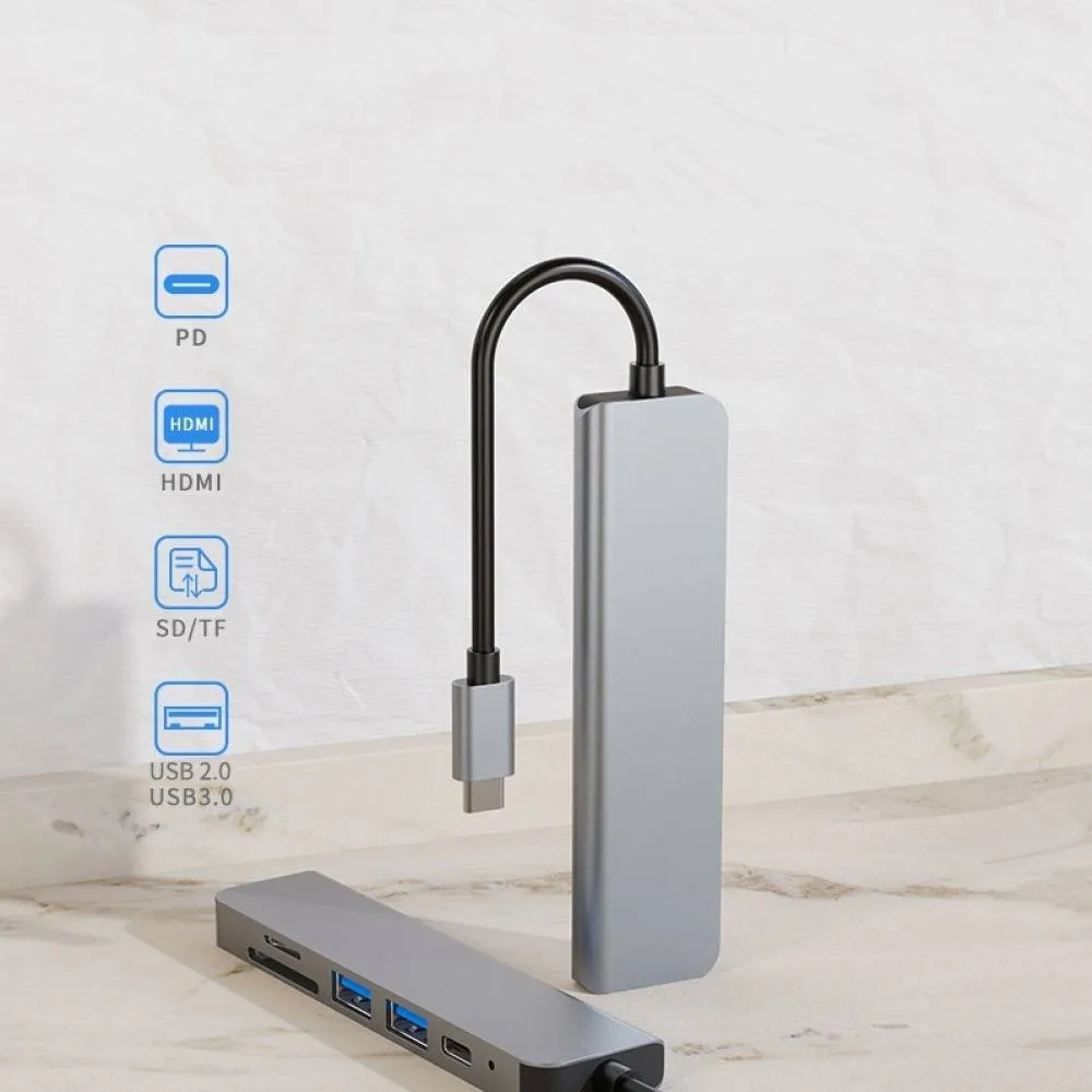 6 in 1 Type-C HDMI USB3.0 HUB Docking Station