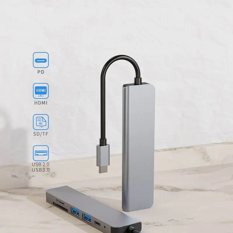 6 in 1 Type-C HDMI USB3.0 HUB Docking Station