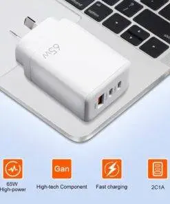 65W GaN Dual Type-C USB-C Wall Charger Adapter