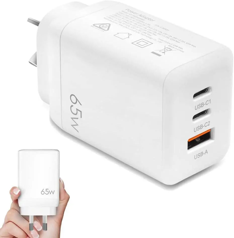 65W GaN Dual Type-C USB-C Wall Charger Adapter