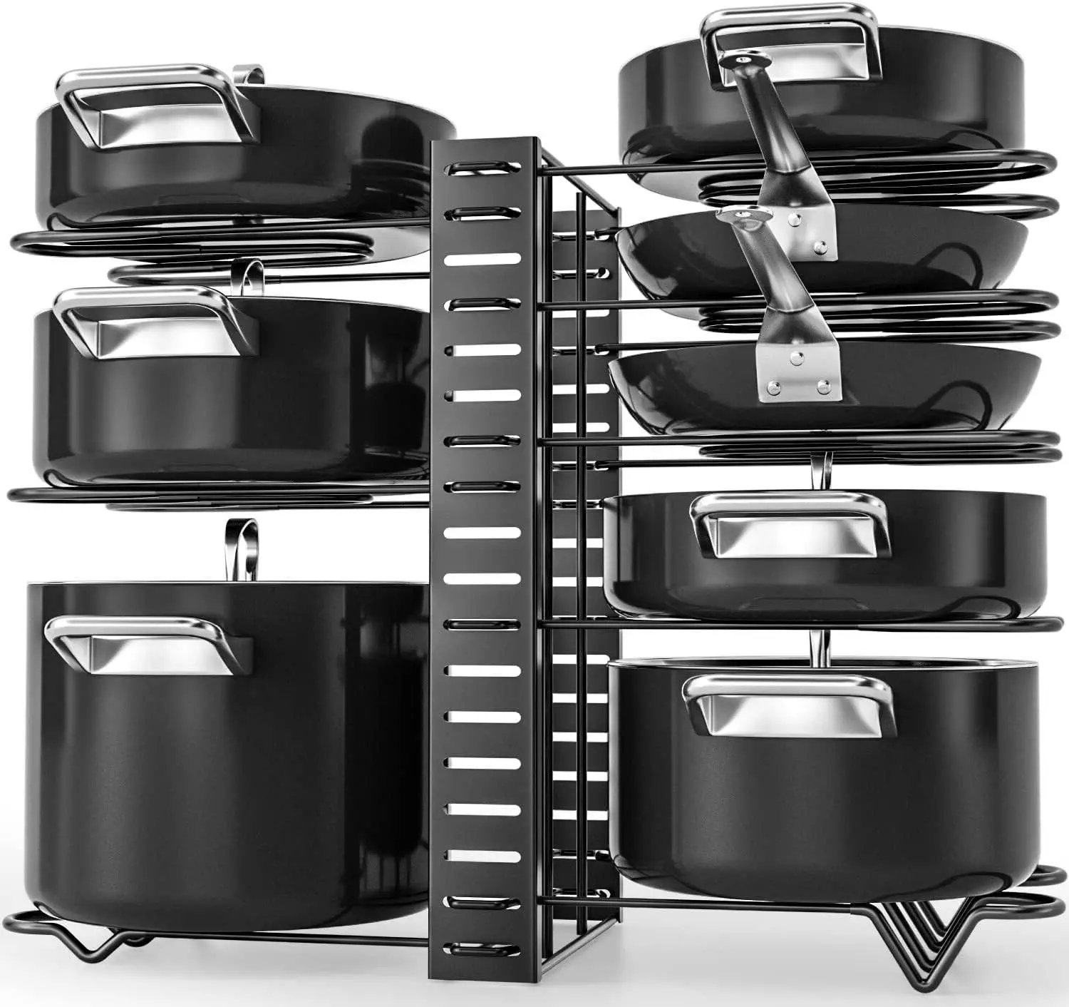 Adjustable 8 Tier Pan and Pot Lid Holder Rack