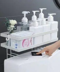 Bathroom Toilet Tank Shelf No-Punch Iron Rack