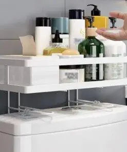 Bathroom Toilet Tank Shelf No-Punch Iron Rack
