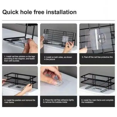 Bathroom Toilet Tank Shelf No-Punch Iron Rack