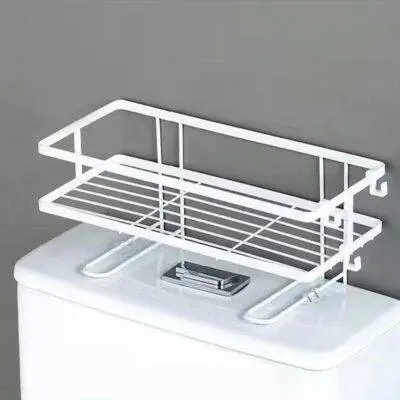 Bathroom Toilet Tank Shelf No-Punch Iron Rack