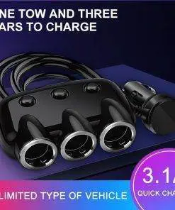 Car Charger Cigarette Lighter Splitter Power Adapter USB Voltage Display 12-24V