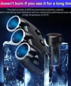 Car Charger Cigarette Lighter Splitter Power Adapter USB Voltage Display 12-24V