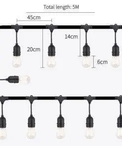 5M 10LED Bulbs Festoon String Lights