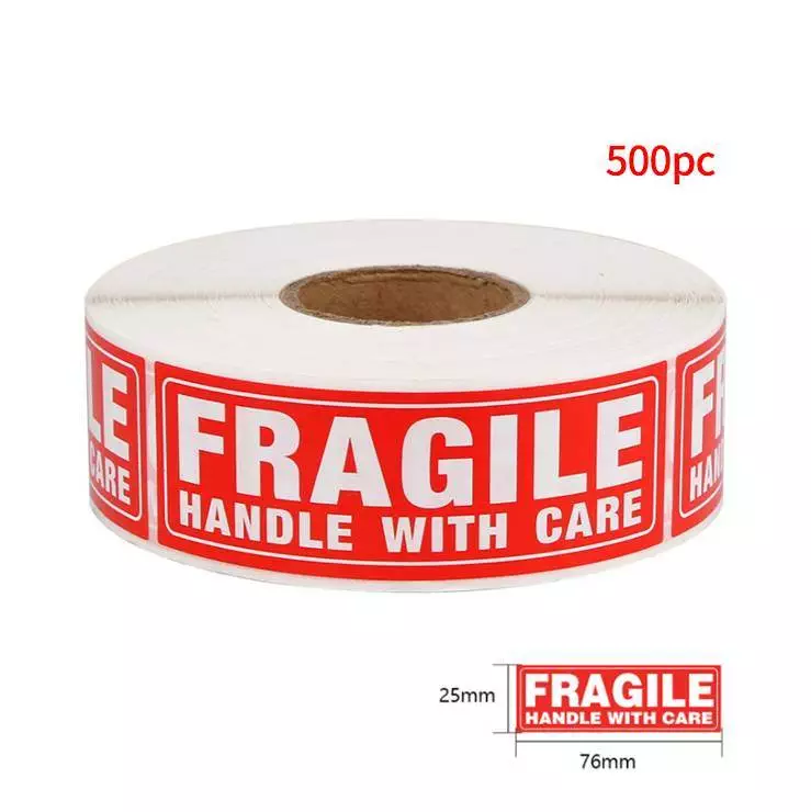 Fragile Stickers 76mm x 25mm 500 Labels Roll