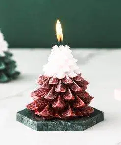 Elegant Tree Pine Tree Fragrance Scented Candle with Marble Coaster