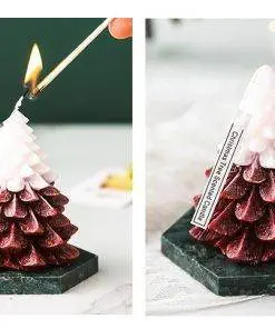 Elegant Tree Pine Tree Fragrance Scented Candle with Marble Coaster