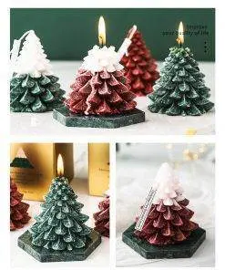 Elegant Tree Pine Tree Fragrance Scented Candle with Marble Coaster