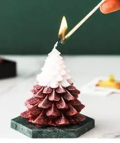 Elegant Tree Pine Tree Fragrance Scented Candle with Marble Coaster
