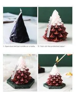 Elegant Tree Pine Tree Fragrance Scented Candle with Marble Coaster