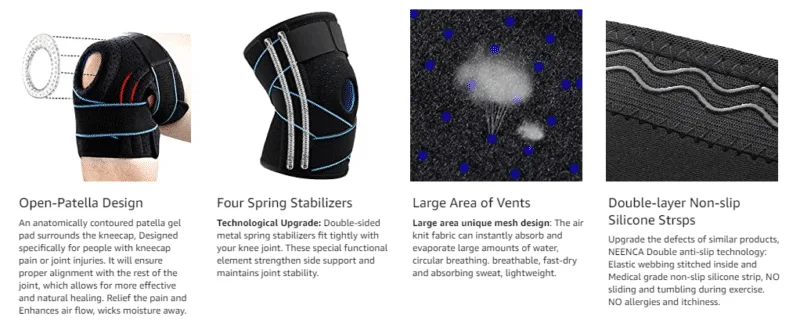Professional Knee Brace with Patella Gel Pad & Side Stabilisers