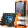 Solar Power Bank Wireless Charger 36000mAh Built-in Cables