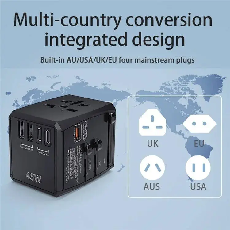 Universal GaN Travel Adapter PD Type-C 45W for MacBook laptop